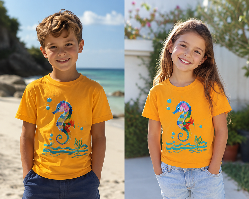 Tartaruga Seahorse Kids Cotton T-Shirt