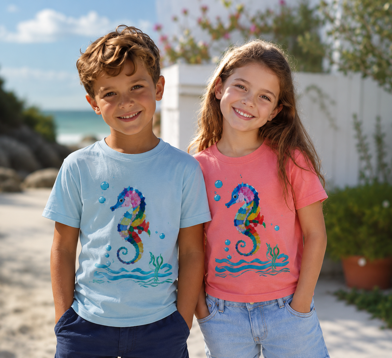 Tartaruga Seahorse Kids Cotton T-Shirt